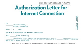 Authorization Letter For Internet Connection - Sample Letter of Authorization