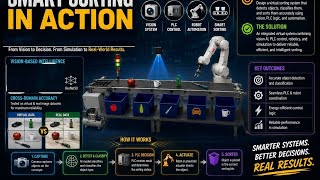 Digital Twin Virtual Model of a production line sorting system, integrating 4 different softwares 