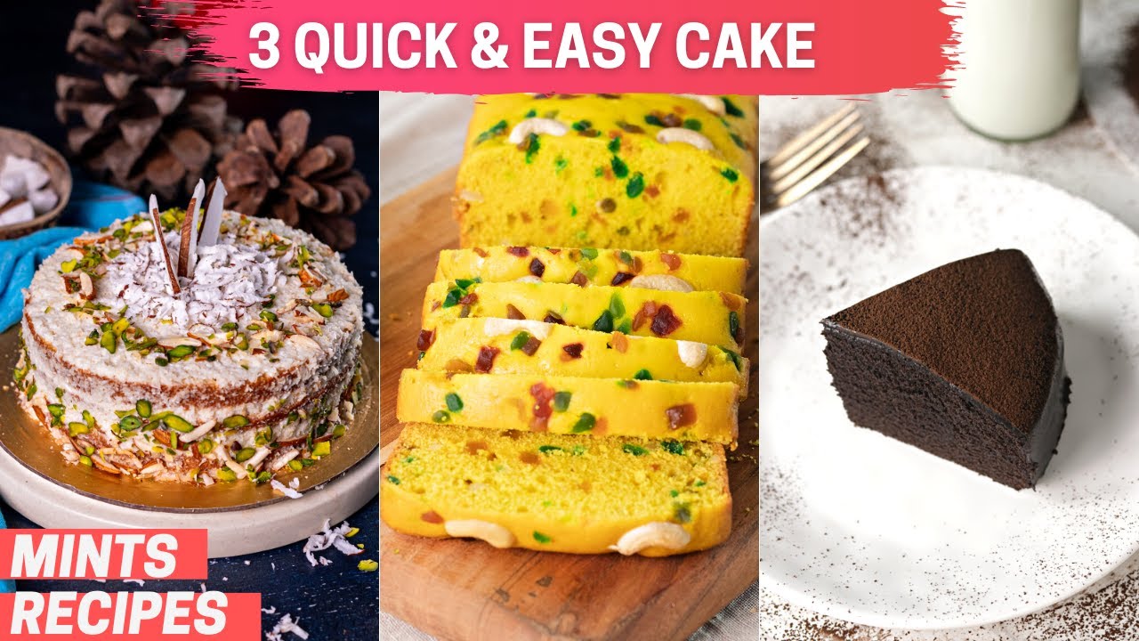 3 Quick & Easy Homemade Cake Recipes | Eggless Cake Recipes Without Oven | MintsRecipes