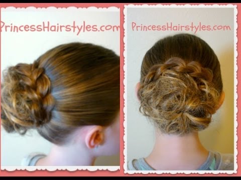 Braid Wrapped Messy Bun, Easy Hairstyle - YouTube