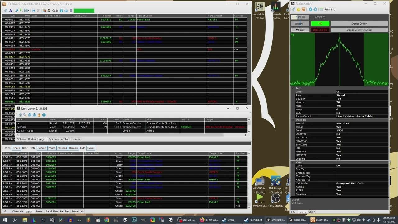 Trunk System P25 Decode Using HackRF One and UniTrunker v2 YouTube