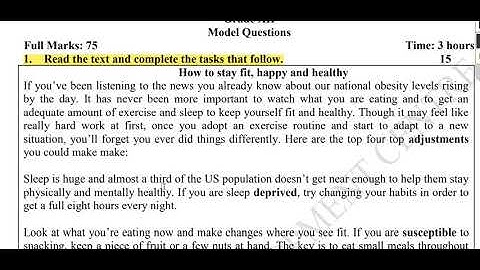 Class 12 NEB English Subject question 2078/79 | NEB model Question | National Education Board |