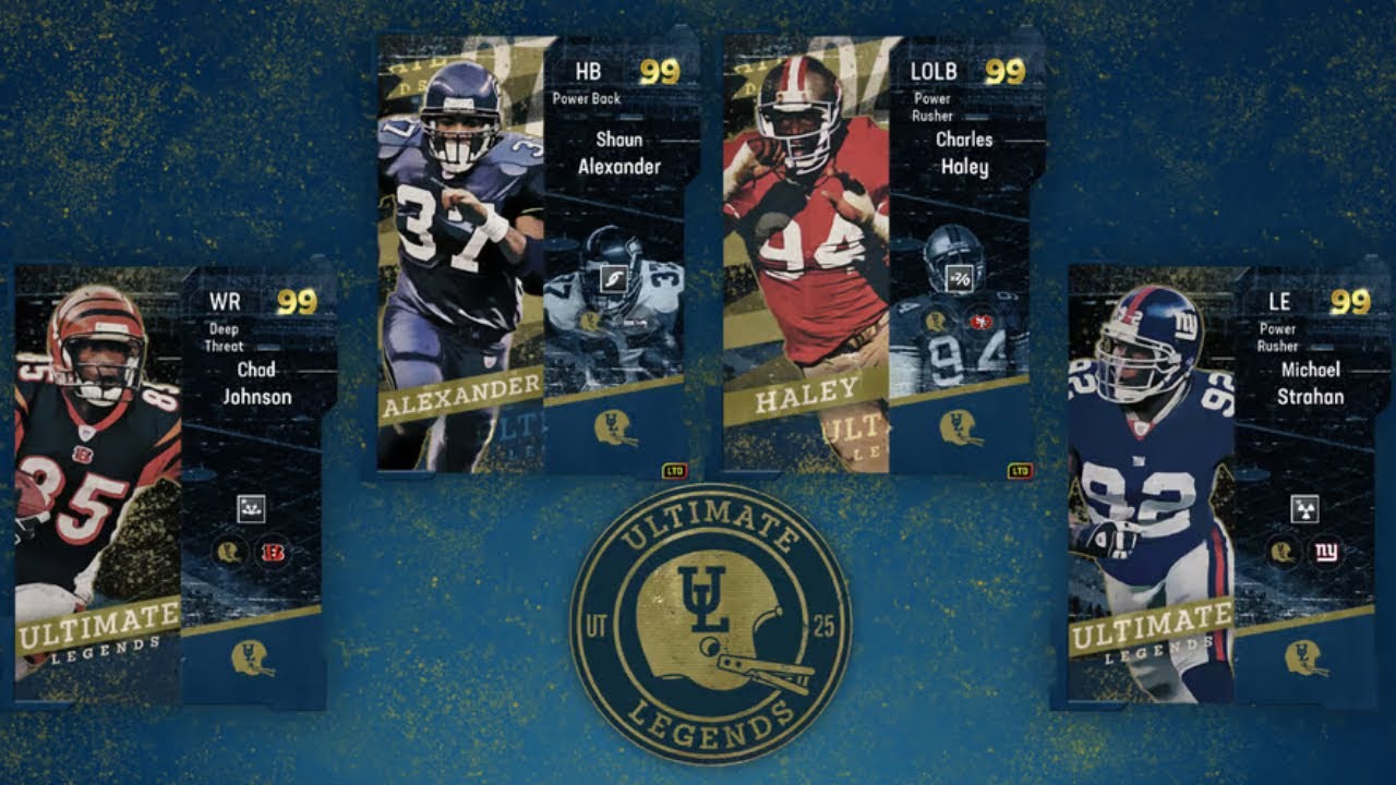 Ultimate Legends RL 15 Chad Johnson, Strahan, LTD Shaun Alexander & Haley | Madden 25 Ultimate Team