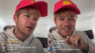 Sam tells us he’s gonna be naked + merch drop on Instagram live