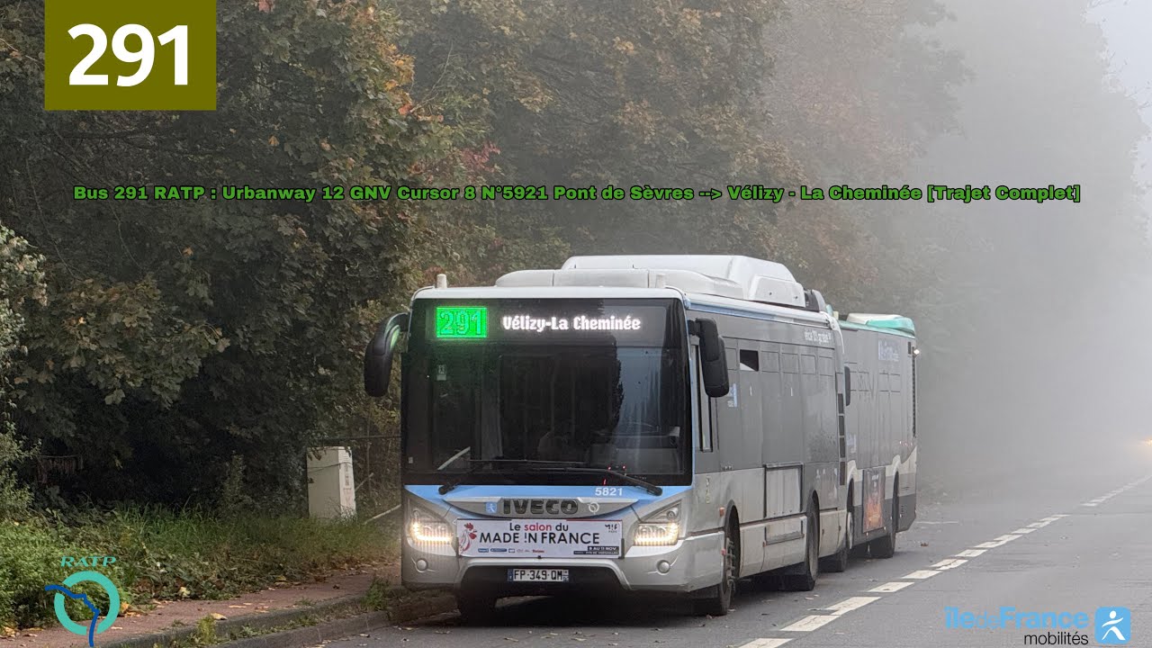 Bus 291 RATP : Urbanway 12 GNV N°5921 Pont de Sèvres / Vélizy - La Cheminée.