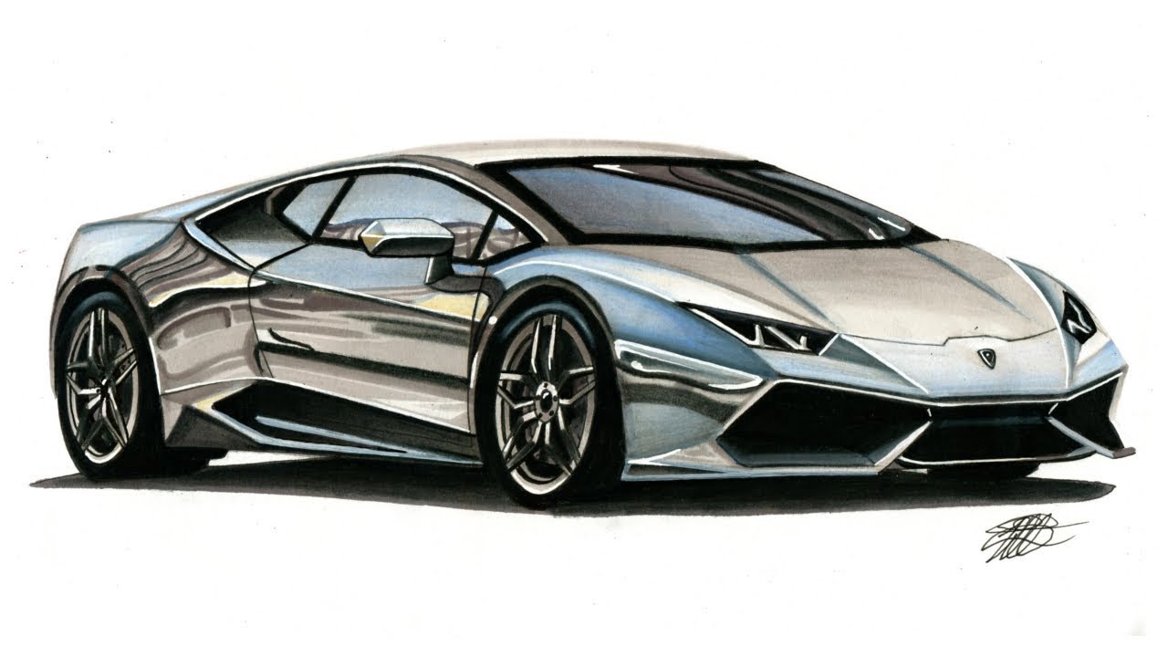 Realistic Car Drawing - Lamborghini Huracan - Time Lapse ...