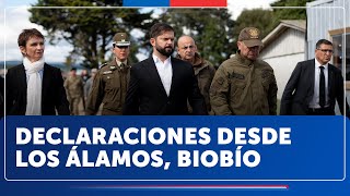 Presidente Gabriel Boric entrega declaraciones desde Los Álamos, Región del Biobío