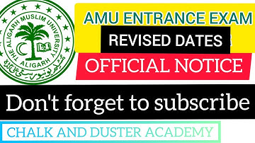 AMU ENTRANCE EXAM SCHEDULE OFFICIAL NOTICE