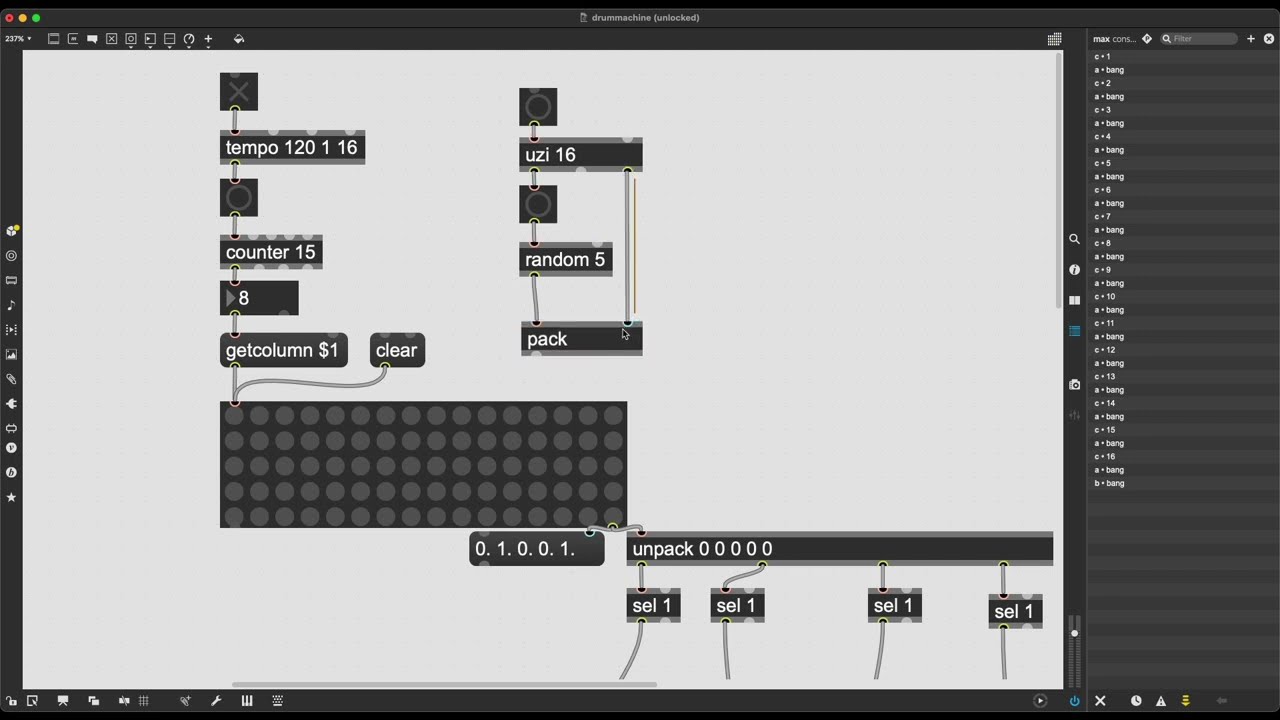 [Max/MSP]ランダムなシーケンスのドラムマシーンの作り方