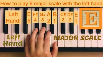 Piano Lesson 63: How to play E major scale with the left hand (15 times play along) tutorial