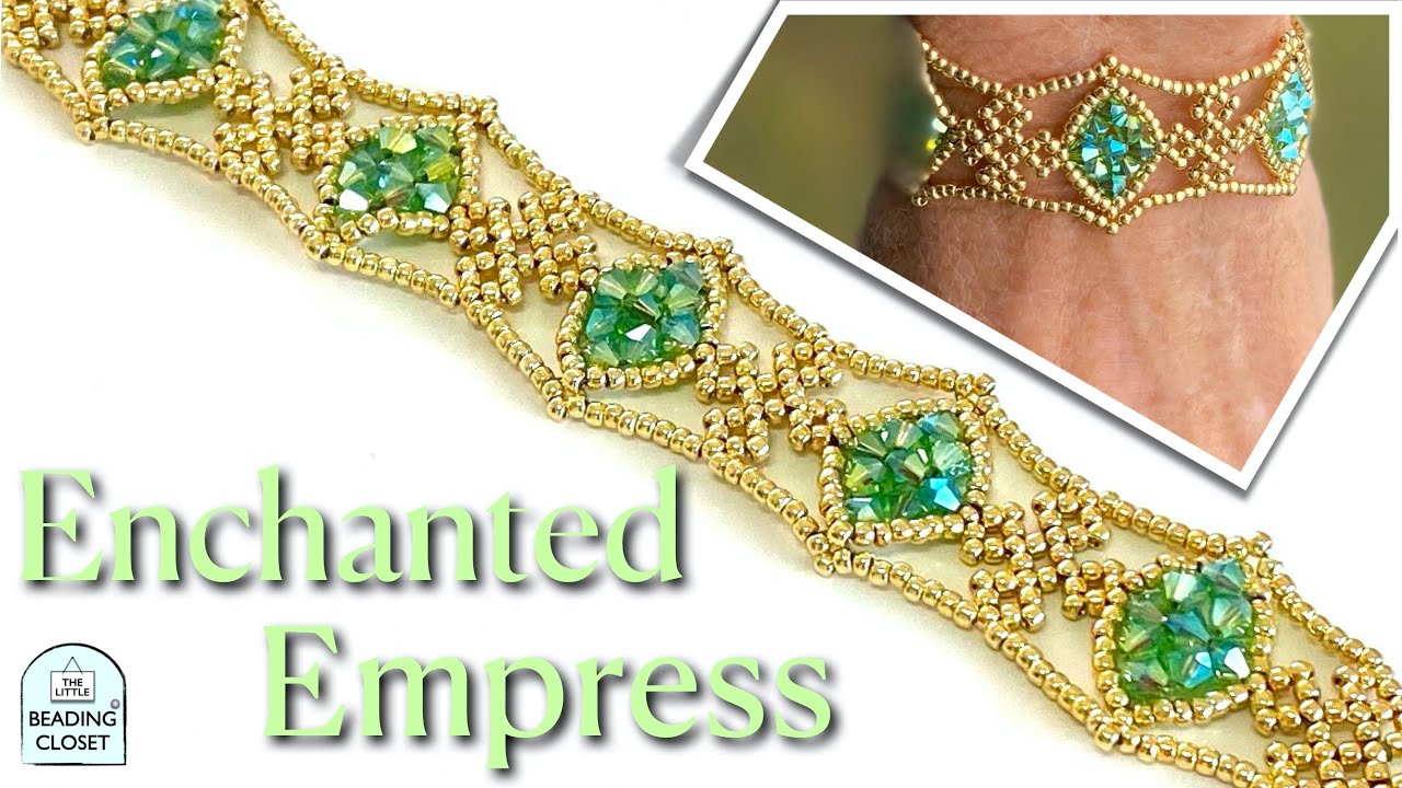ENCHANTED EMPRESS Crystal Beaded Bracelet Tutorial using seed beads and 4mm bicone crystals