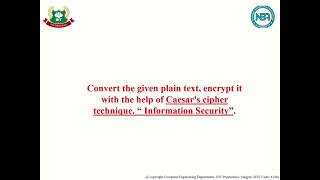 Subject: Network And Information Security: Unit 3: Cryptography