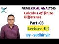 3. CALCULUS OF FINITE DIFFERENCE | (L-03)