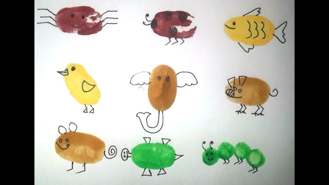 Finger Print Art for Kids | Easy Simple Thumb Painting for Children -  YouTube