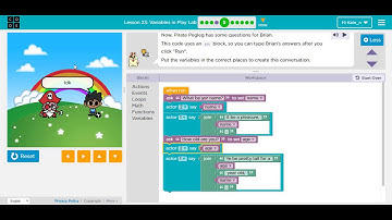 Code.org | Lesson 23: Variables in Play Lab w/ Solutions [Express Course]