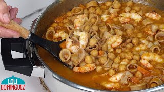 GUISO DE GARBANZOS A LA MARINERA. Saludable y delicioso guiso de garbanzos que combina de maravilla