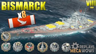 Bismarck 8 Awesome Ships Destroyed and A Lot of Achievements | World of Warships