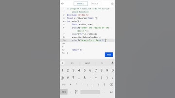 program to calculate area of circle using function #function #cprogramming #codingguru #shorts😎