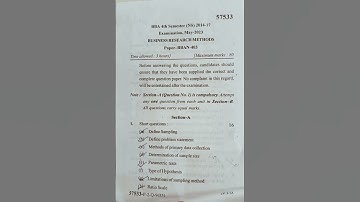 MDU (BBA) 4th semester (Business Research Method) #exam #mdu #questionpaper