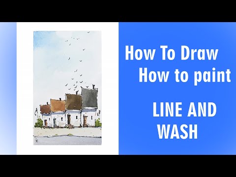 Line And Wash watercolor simple draw and paint houses for beginners by ...