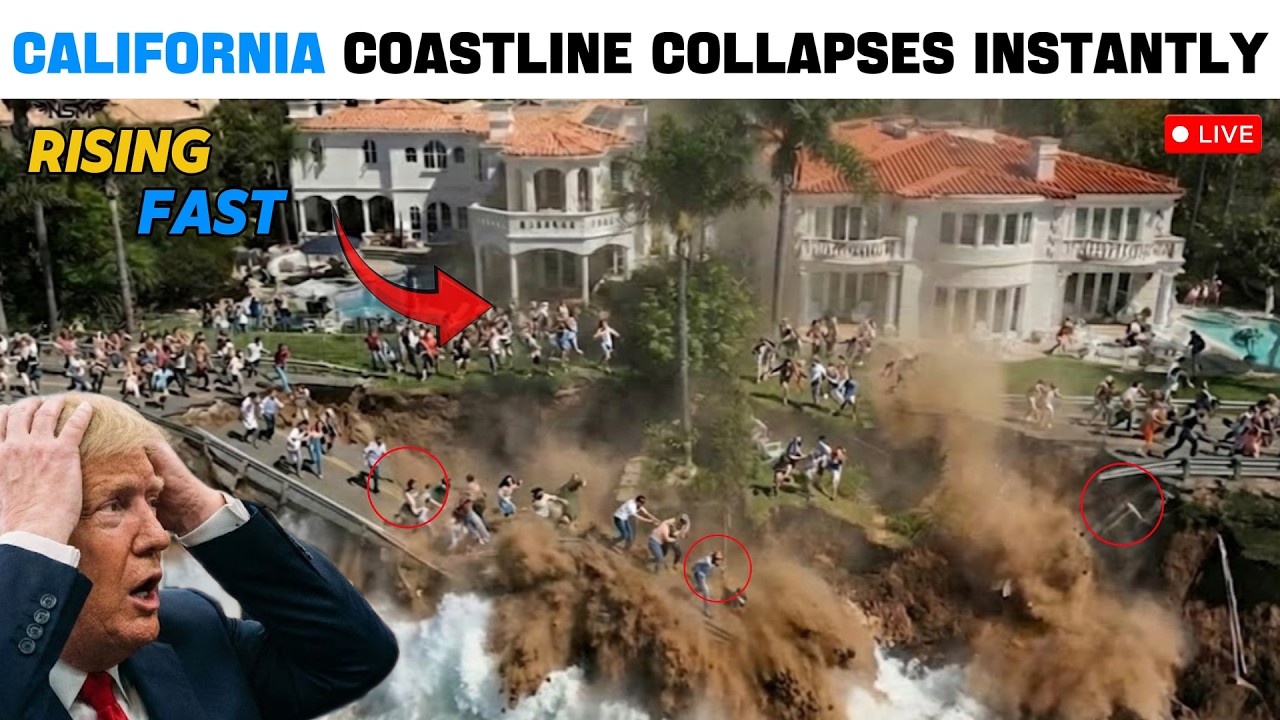 Минуты назад!! Береговая линия Калифорнии обрушилась мгновенно! Обрыв шоссе Биг-Сур упал в море.