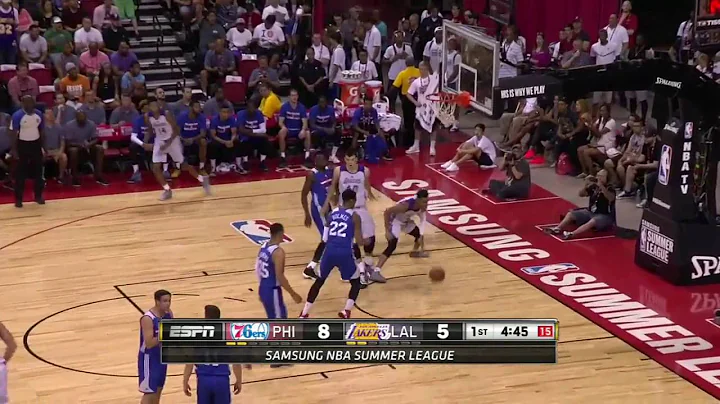 D'Angelo Russell's Monster Dunk  Sixers vs Lakers  July 9, 2016  2016 NBA Summer League