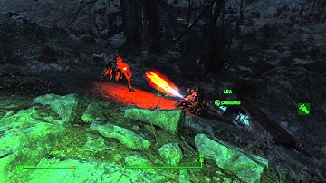 Fallout 4 Automatron Bot Deathclaw Battle