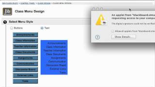 Control Panel: Class Menu design