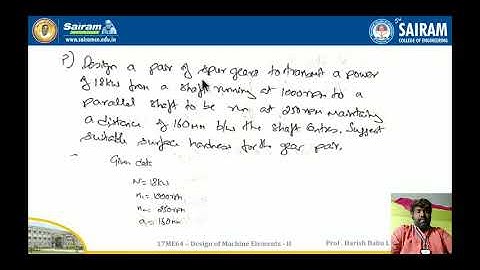 Lecture video_17ME64_Module 3_ Problems on Gears_ Harish Babu L