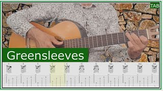 GREENSLEEVES   What Child is this ? Easy Guitar Tabs  Lesson - Tutorial
