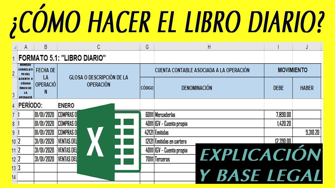 Total 104+ imagen modelo libro diario en excel