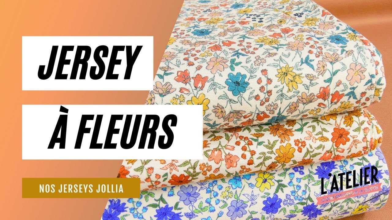 Tissu jersey fin fleurs Jollia