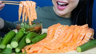 SALMON NOODLES WITH SPICY THAI DIPPING SAUCE (ASMR EATING SOUNDS) NO TALKING | SAS-ASMR