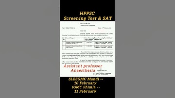 HPPSC Assistant professor anaesthesia exam date 2025 #shortvideo #exam #assistant #hppsc #trending
