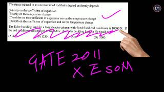 Solid Mechanics | Thermal Stress - GATE 2011 XE SOM Solution (in Tamil) தமிழில்