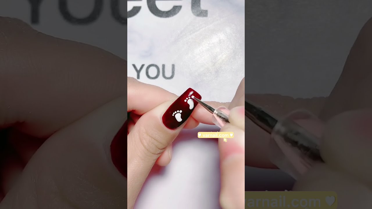 Cute Baby Footprint Nail Design Tutorial for You! So Cute and Simple Drawing!