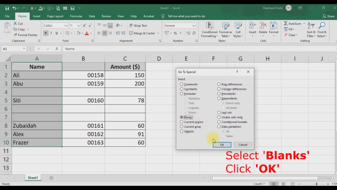 how to delete rows with no data in excel