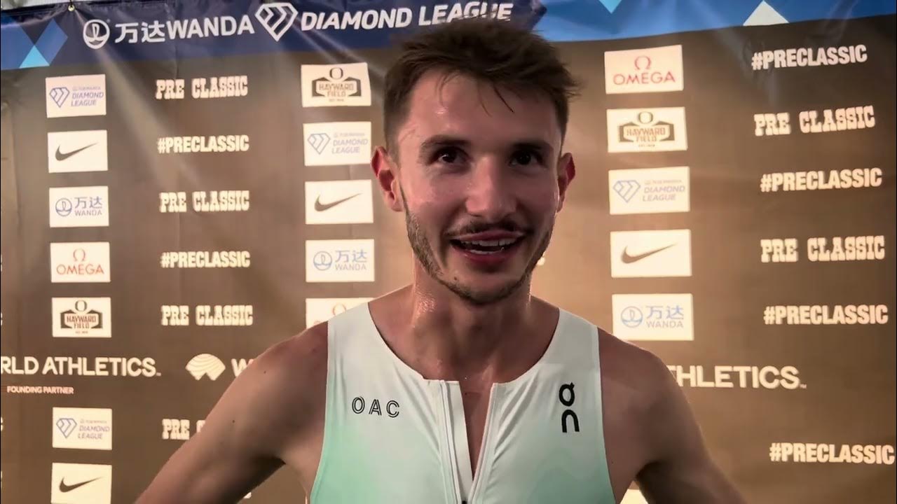 George Mills after big 3:47 pb at 2023 Bowerman Mile - YouTube