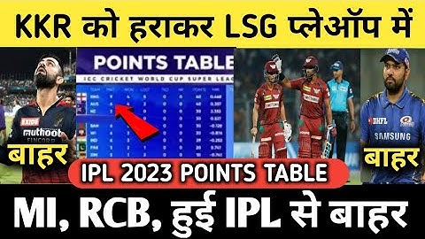 IPL 2023 today points table l LSG vs KKR points table l After match today highlight points table2023
