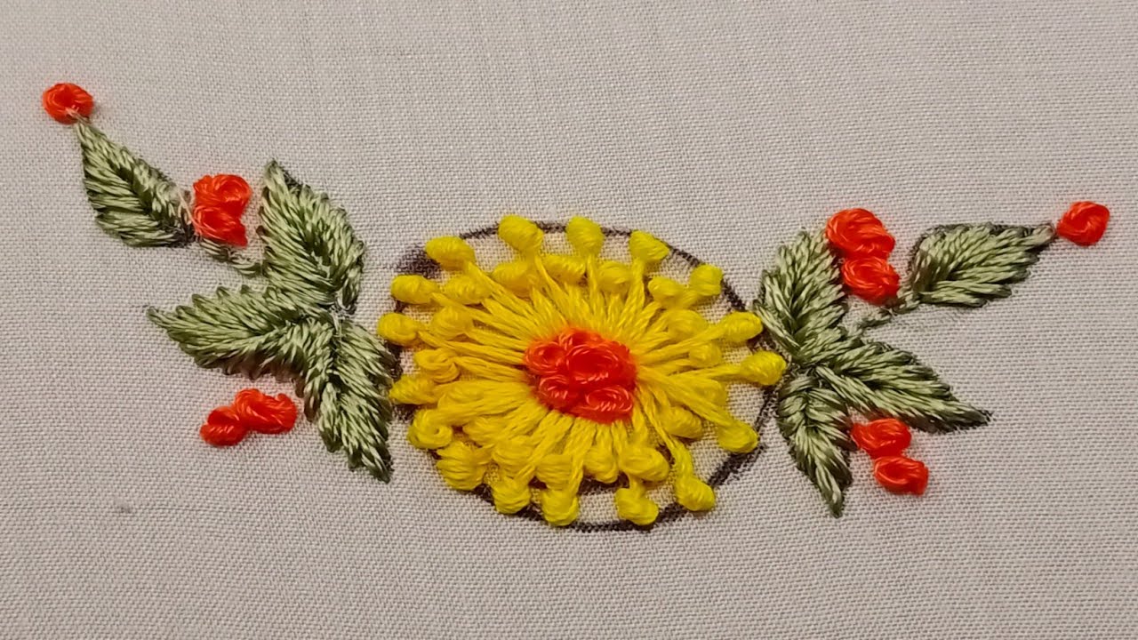 Hand Embroidery Flower Tutorial / Pistil Stitch Flower Embroidery for