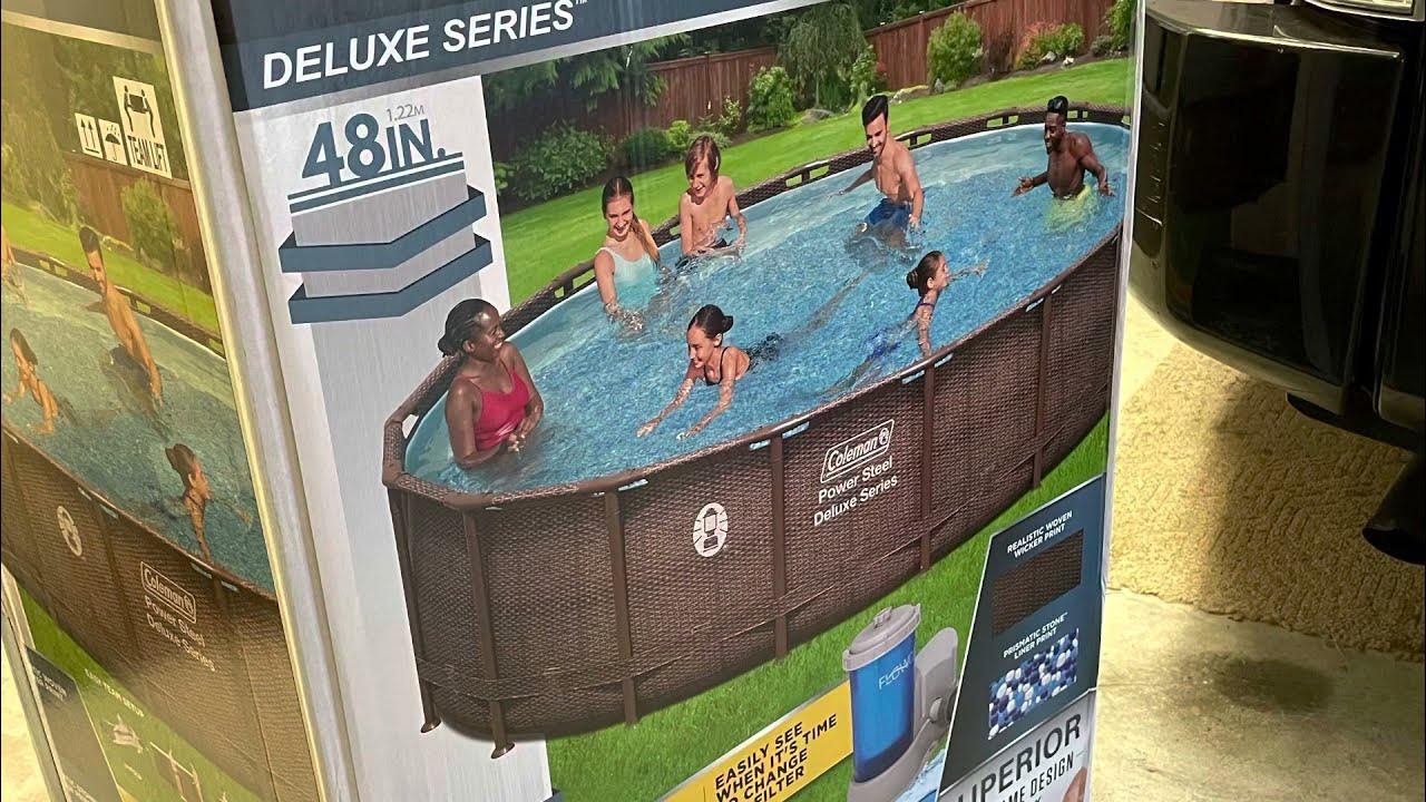 Coleman 18x48 pool assembly. One person can do it. - YouTube