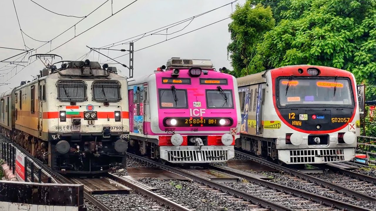 Different model Indian trains spotting in heavy rain! Trains in Monsoon 🌧️