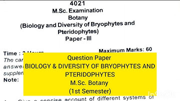 Biology and Diversity of bryophytes and pteridophytes|M.Sc Botany|1st Sem|Previous Year Question|HPU
