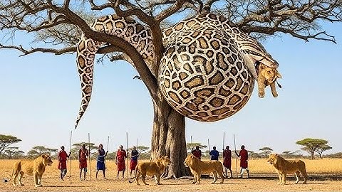 Courageous Rescue Team Confronts Giant Python to Save Mother Lion and Lion Cub!