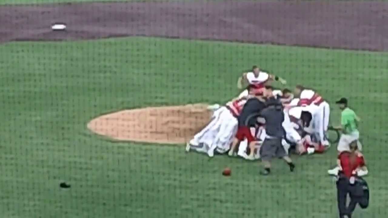 Louisville baseball dog pile after winning Super Regional YouTube