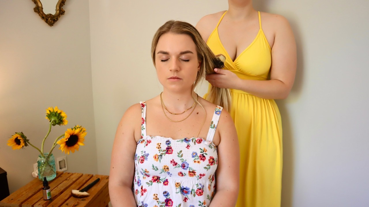 Soft Spoken Massage & Hair Brushing on a Real Person (asmr)