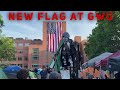 Flowers in nw flags in foggy bottom and helicopter at the white house