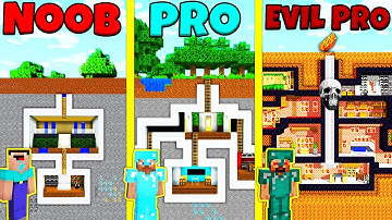 Minecraft Battle: NOOB vs PRO vs EVIL PRO: UNDERGROUND BASE BUILD CHALLENGE / Animation
