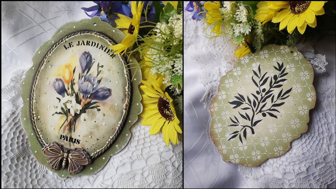 Vintage pendant 🦋 Decoupage tutorial