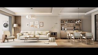 Scandinavian Style Living Dining Room Rendering in D5 Render, Step by Step Tutorial
